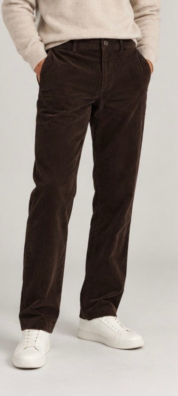 Façonnable Men’s Brown Corduroy Pants 36R 100% Cotton Straight Leg Trousers
